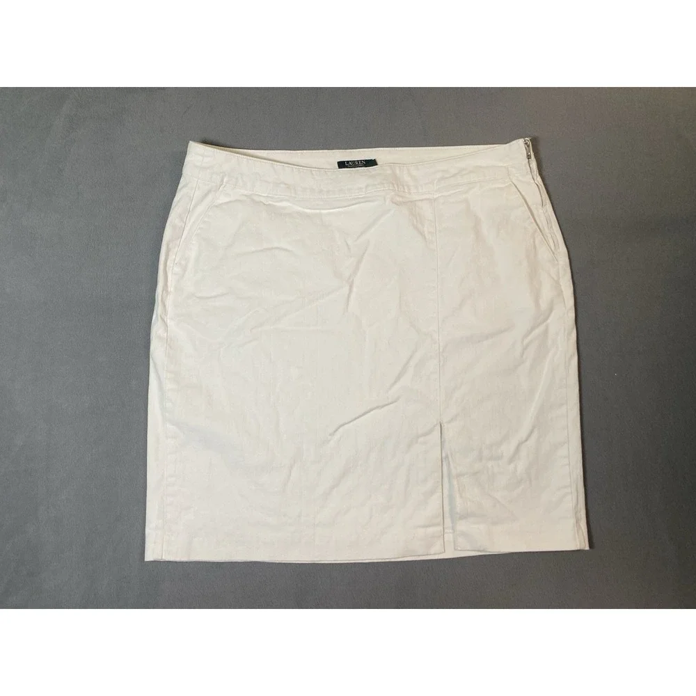 Lauren Ralph Lauren Women's Size 20 White Jean/Denim Skirt Pockets! Above Knee - Picture 1 of 7